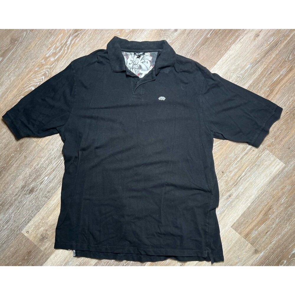 Ecko Unltd Collared Polo Shirt Black 100% Cotton Mens Size XXL Pre-owned